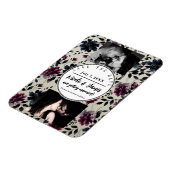 Midnight Blue Burgundy Inky Floral Almond Wedding Magnet (Linke Seite)