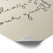 Midnight Blue Burgundy Inky Floral Guestbook Sign Poster (Ecke)