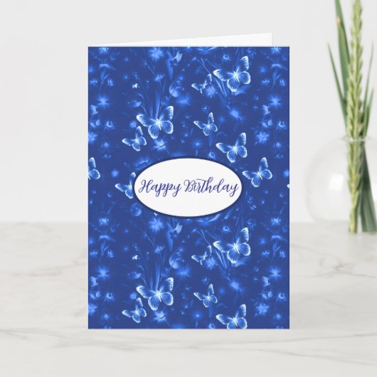 Midnight Blue Butterflies Birthday Karte (Vorderseite)