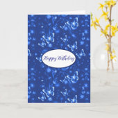 Midnight Blue Butterflies Birthday Karte (Gelbe Blume)