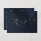 Midnight Blue Calligraphy Wedding Invitation UAWG Einladung (Vorne/Hinten)