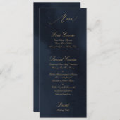 Midnight Blue Calligraphy Wedding Menu Card Menükarte (Vorne/Hinten)