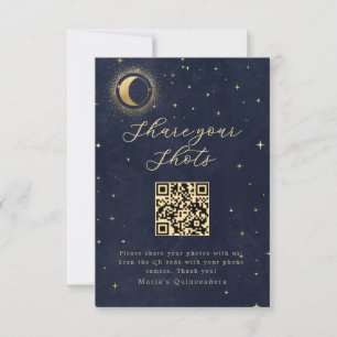 Midnight Blue Celestial Quinceanera Dankeskarte