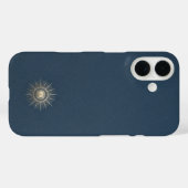 Midnight Blue&Champagne Gold Celestial Sun Luxus Case-Mate iPhone Hülle (Rückseite (Horizontal))