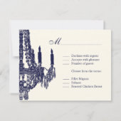 Midnight Blue Chandelier RSVP Cards Karte (Rückseite)
