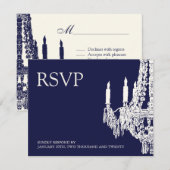 Midnight Blue Chandelier RSVP Cards Karte (Vorne/Hinten)