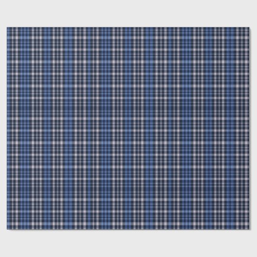 Midnight Blue Check Plaid Geschenkpapier (Flach)