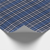 Midnight Blue Check Plaid Geschenkpapier (Ecke)