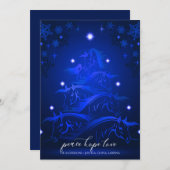 MidNight Blue Christmas Horses Feiertagskarte (Vorne/Hinten)