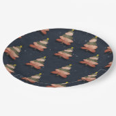 Midnight Blue Christmas Tree Muster Large Pappteller (Schrägansicht)