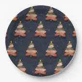 Midnight Blue Christmas Tree Muster Large Pappteller (Vorderseite)