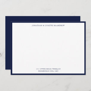 Midnight Blue Classic Border Flat Note Card Mitteilungskarte