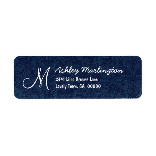 MIDNIGHT BLUE Damask Wedding Monogram B529 (Vorne)