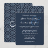 Midnight Blue Damask Wedding V02 Einladung (Vorne/Hinten)