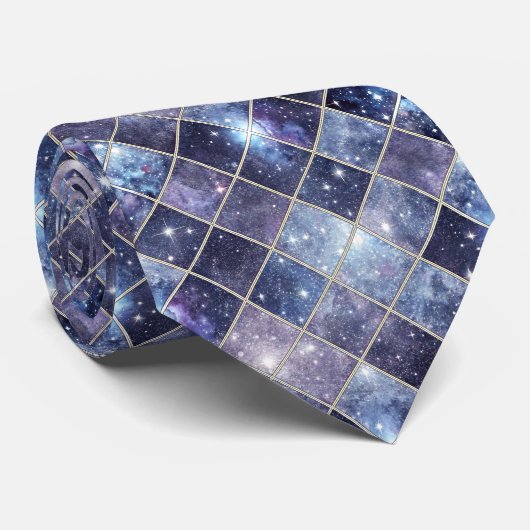 Midnight Blue Diamond Lattice - Starry Night (2) Krawatte (Gerollt)