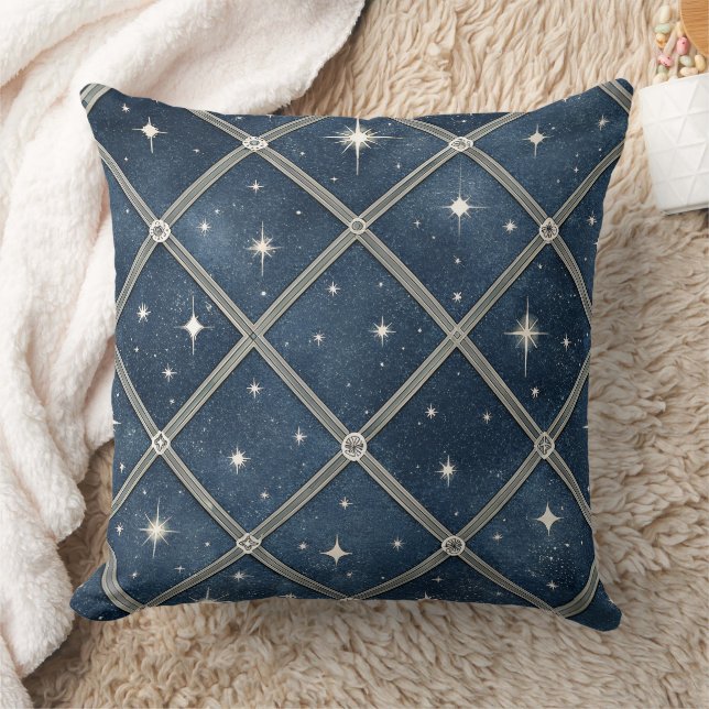 Midnight Blue Diamond Lattice - Starry Night Kissen (Decke)