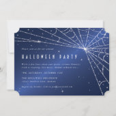 Midnight Blue Diamond Spider Web Halloween-Party Einladung (Vorderseite)