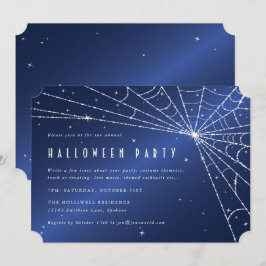 Midnight Blue Diamond Spider Web Halloween-Party Einladung