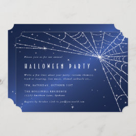 Midnight Blue Diamond Spider Web Halloween-Party Einladung