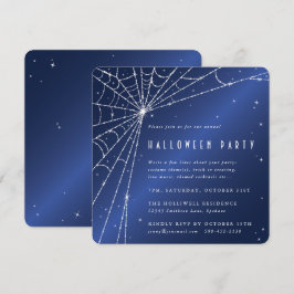 Midnight Blue Diamond Spider Web Halloween-Party Einladung