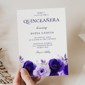 Midnight Blue Eleganto Navy Rose Quinceanera Party Einladung