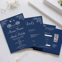 Midnight Blue Floral Islamische Nikah Wedding