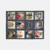 Midnight Blue Foto Blanket Collage Instagram Fleecedecke (Vorderseite (Horizontal))
