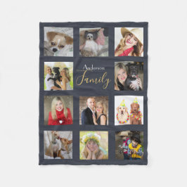 Midnight Blue Foto Blanket Collage Instagram Fleecedecke