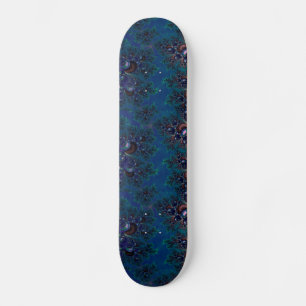 Midnight Blue Frost Crystals Fraktal Skateboard
