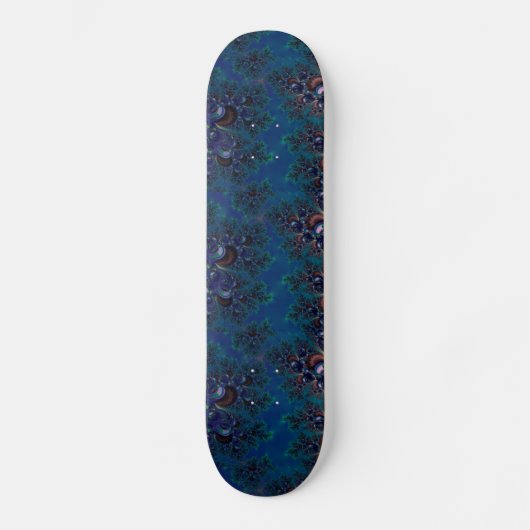 Midnight Blue Frost Crystals Fraktal Skateboard (Vorderseite)
