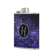 Midnight Blue Galaxy Mit Monogramm Flachmann (Links)
