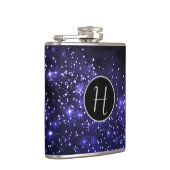 Midnight Blue Galaxy Mit Monogramm Flachmann (Rechts)