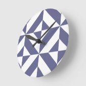 Midnight Blue Geometric Deco Cube Pattern Runde Wanduhr (Winkel)