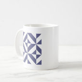 Midnight Blue Geometric Deko Cube Pattern Kaffeetasse (Vorderseite Links)