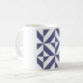 Midnight Blue Geometric Deko Cube Pattern Kaffeetasse (Vorderseite Links)