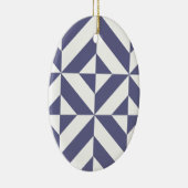 Midnight Blue Geometric Deko Cube Pattern Keramikornament (Rechts)