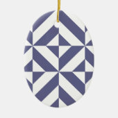 Midnight Blue Geometric Deko Cube Pattern Keramikornament (Vorne)