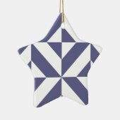 Midnight Blue Geometric Deko Cube Pattern Keramikornament (Rechts)