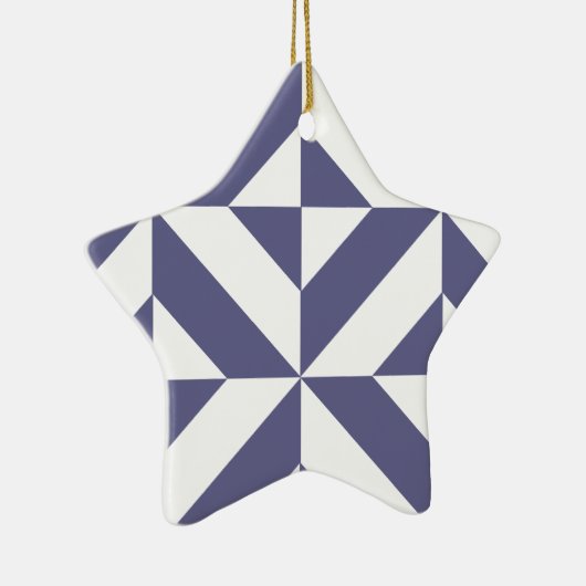 Midnight Blue Geometric Deko Cube Pattern Keramikornament (Rechts)