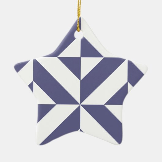Midnight Blue Geometric Deko Cube Pattern Keramikornament (Vorne)