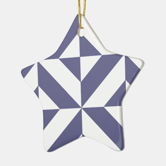 Midnight Blue Geometric Deko Cube Pattern Keramikornament (Links)