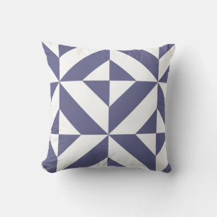 Midnight Blue Geometric Deko Cube Pattern Kissen