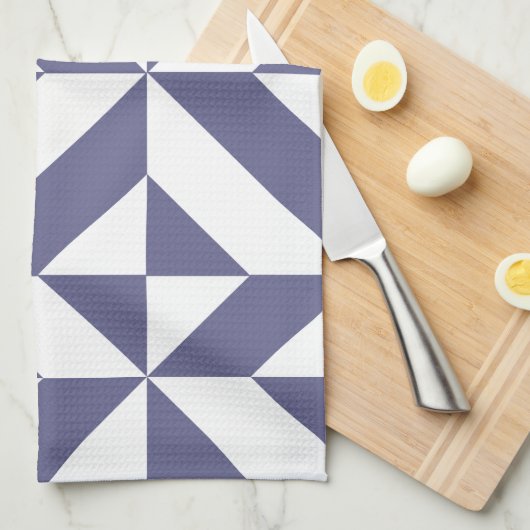 Midnight Blue Geometric Deko Cube Pattern Küchentuch (Viertel Falte)
