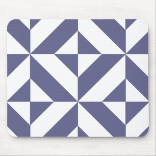 Midnight Blue Geometric Deko Cube Pattern Mousepad