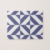 Midnight Blue Geometric Deko Cube Pattern Puzzle (Horizontal)