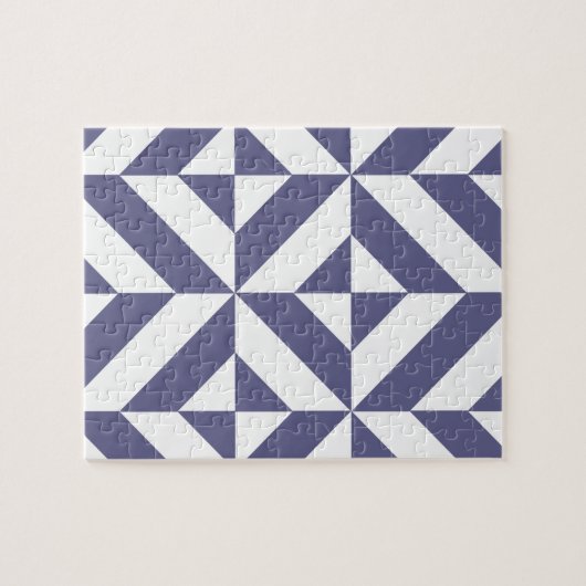 Midnight Blue Geometric Deko Cube Pattern Puzzle (Horizontal)