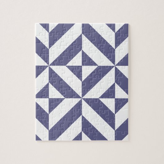 Midnight Blue Geometric Deko Cube Pattern Puzzle (Vertikal)