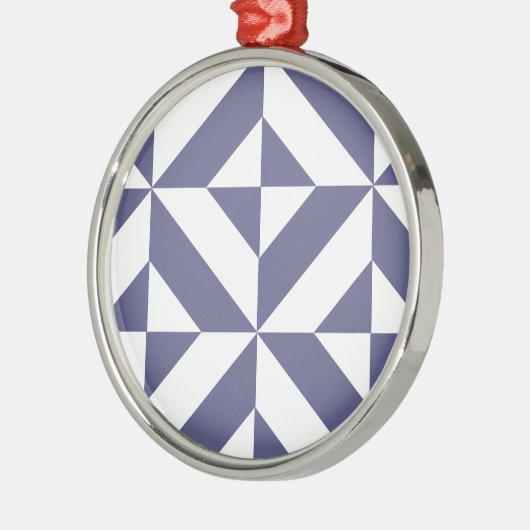 Midnight Blue Geometric Deko Cube Pattern Silbernes Ornament (Links)