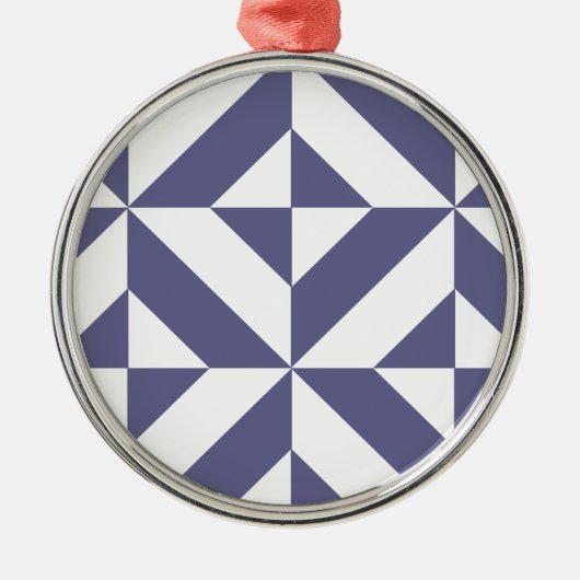 Midnight Blue Geometric Deko Cube Pattern Silbernes Ornament (Vorne)