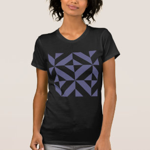 Midnight Blue Geometric Deko Cube Pattern T-Shirt